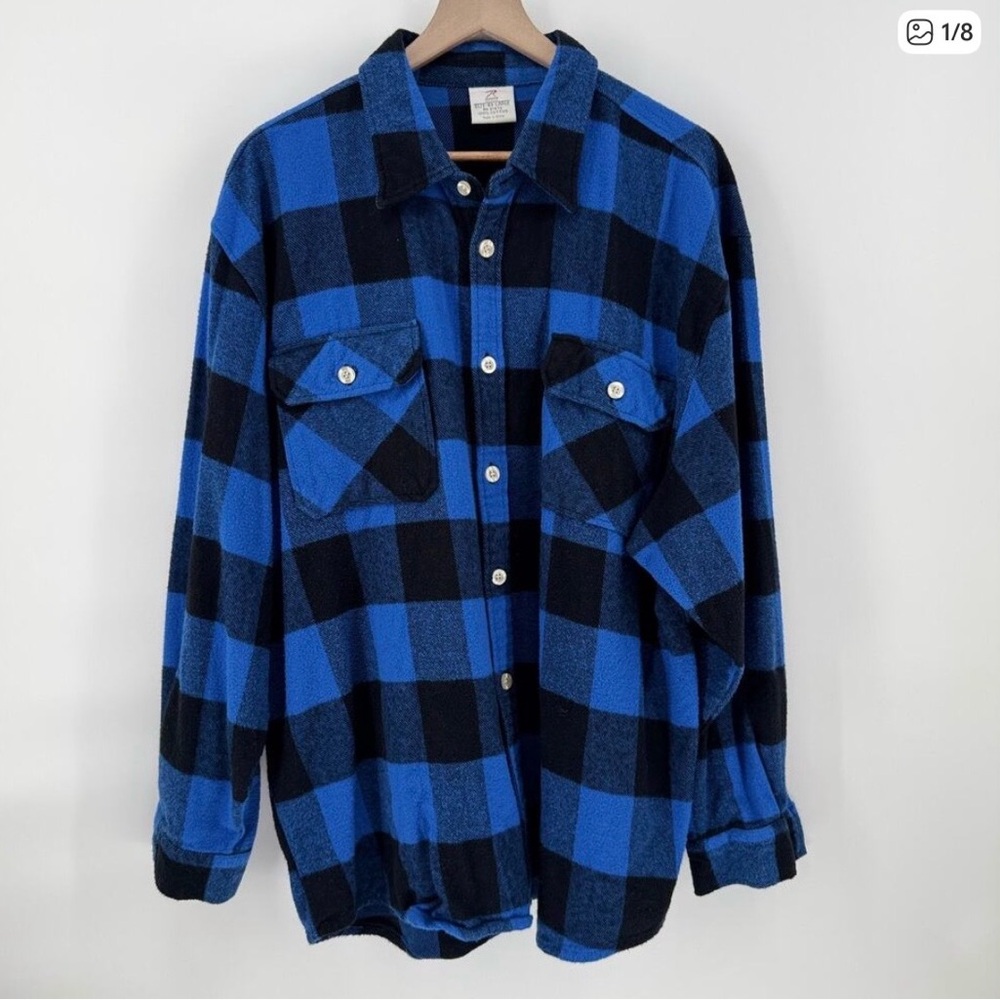 Rothco 4xl Blue Buffalo Plaid Button-Up Flannel Shirt. Soft and cozy.